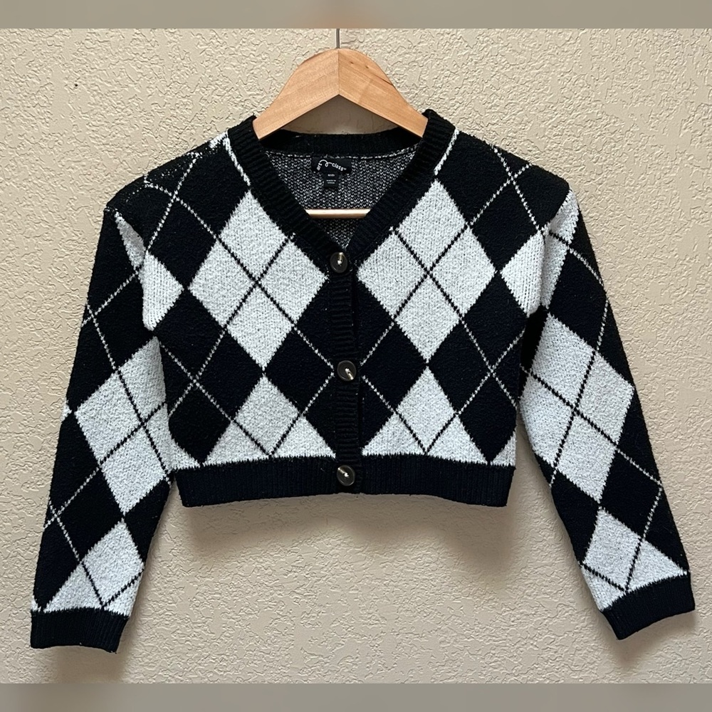 Art Class Girl Argyle Design Cropped Sweater Size- M/8